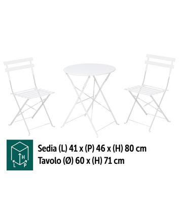 SET BISTRO'IN ACCIAIO TAV+2 SEDIE BIANCO