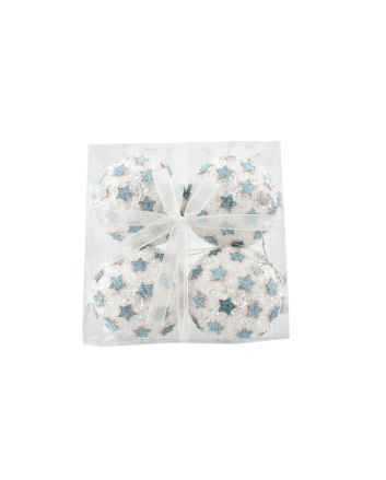 BOX 4 SFERE 10CM DEC.23 BIANCO/AZZURRO