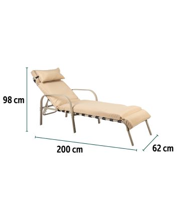 LETTINO LOUNGE C/CUSCINO 200X62X98 M.082 SABB