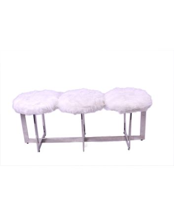 PANCA 3POSTI PELLICCIA 110*38*43CM BIANCO