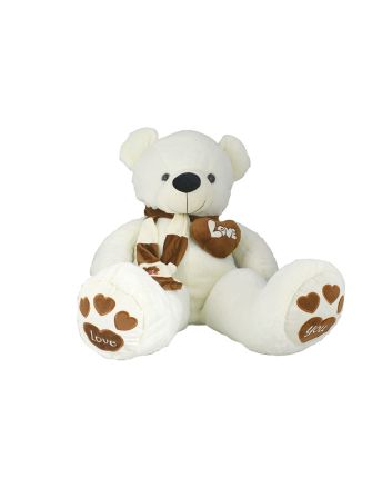 ORSETTO PELUCHE C/SCIARPA+CUORE 140CM BIANCO