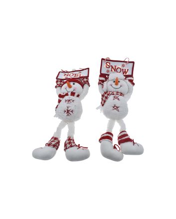 F/PORTA SNOWMAN C/LED 45CM M.71 BI/ROSSO 2ASS