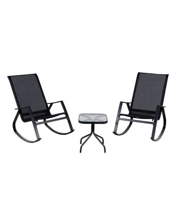 SET 3PZ 2 SEDIE C/TAVOLINO 2*1TXT NERO