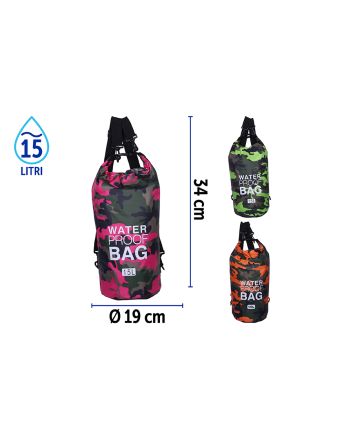 BORSA IMPERM.C/TRACOLLA PVC 15LT CAMOU.3ASS