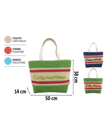 BORSA MARE C/FRASI 38X14X38CM 3ASS