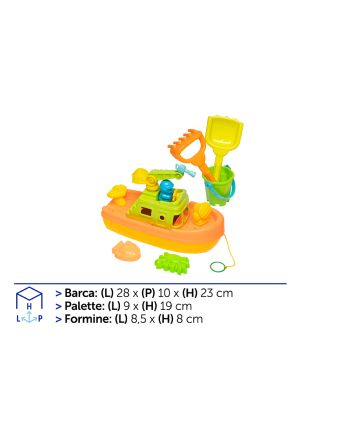 GIOCO SPIAGGIA BARCA+4ACC.28X11X6CM