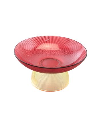 ALZATA VETRO FRUTTA H16.8+D34CM ROSSO/GIALLO