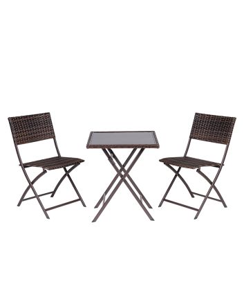 SET TAVOLO C/VET.PIEGH. 60X60 C/2 SEDIE MARR.