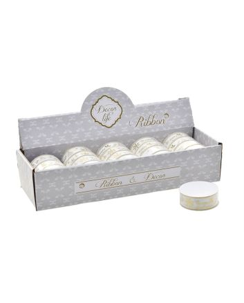 NASTRO NATAL. C/ORO 2.5X270CM M.15263 BIANCO