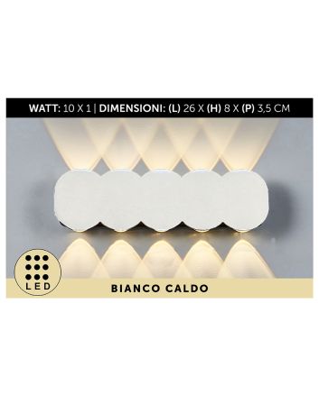 APPLIQUE DA MURO ALL.10LED 26X8X3 BIAN L.CALD