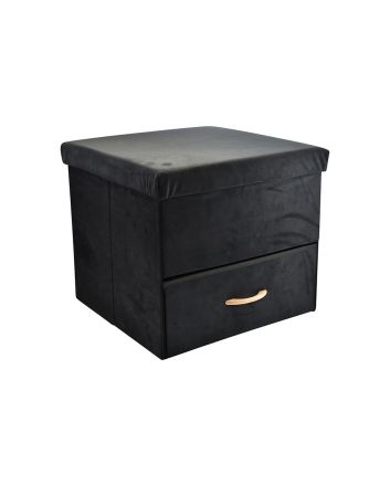 POUF VELLUTO C/CASSETTO 50X44CM L1 NERO