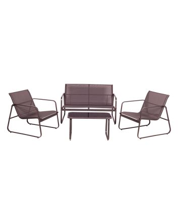 SET 4PZ TXT DIVANO+2POLTRONE+TAV.GRIGIO SCURO