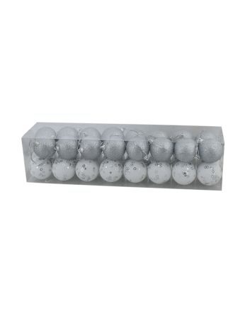 BOX SFERA 6CM C/CERCHI 32PZ S.73D ARGENTO
