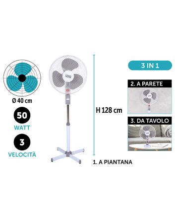 VENTILAT.PIANT. 3IN1 PP 40X128 50W BIA/GRIGIO