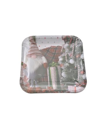 SET 8 PIATTI QUAD. 22X22CM DEC.GNOMO