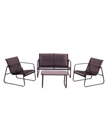 SET 4PZ TXT DIVANO+2POLTRONE+TAV.NERO