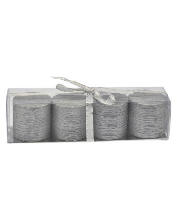 SET 4 CANDELE COLONNA  M.2288 ARGENTO METAL.