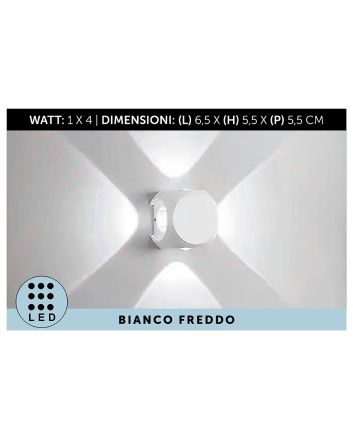 APPLIQUE DA MURO ALL.4LED 6X6X5 BIANCO L.FRED