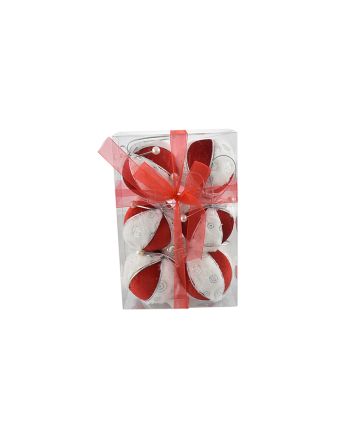 BOX 6 SFERE 9CM MOD.42 ROSSO/BIANCO/ARGENTO