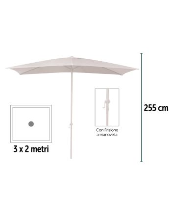 OMBRELLONE PALO CENTRALE 3X2 ACC.BIANCO PD48