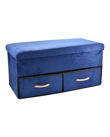 PANCA VELLUTO C/CASSETTI 76X38CM L1 BLU SCURO