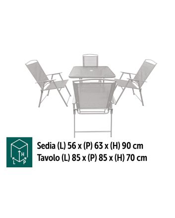 TAVOLO 85X85 C/4 SEDIE 54X71 2X1TXT GRIGIO