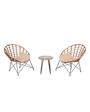 SOFA SET 3PZ 2POL.+TAV. C/CUSCINI BEIGE