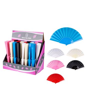 VENTAGLIO PLASTICA+TESSUTO 23CM 6COLORI ASS