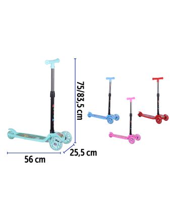 MONOPATTINO 3RUOTE C/LUCI H.58-70CM M601 4ASS