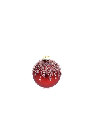 SFERA VETRO 10CM DEC.047 ROSSO E GLITTER