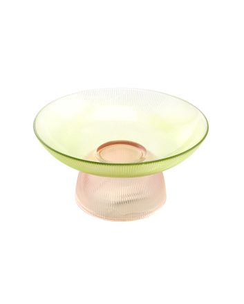 ALZATA VETRO FRUTTA H16.8+D34CM VERDE/ROSA