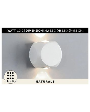 APPLIQUE DA MURO ALL.2LED 6X6X5 BIANCO L.NAT.