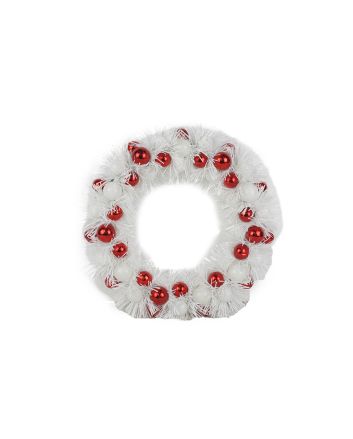 CORONA C/SFERE 33CM M.B33 BIANCO/ROSSO