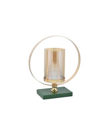 P/CANDELA 1FUOCO 20X10X25CM VERDE/AMBRA