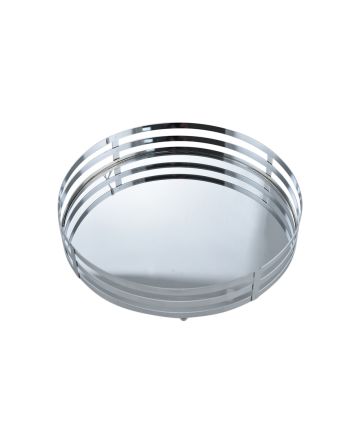 VASSOIO TONDO C/SPECCHIO D.25CM ARGENTO