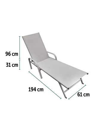 LETTINO RECLIN 194/154X61X31/96 TXT2X1 GRIGIO