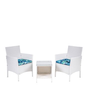 SET 2 POLTRONE C/CUSCINO E TAV. WICKER FOGL.A