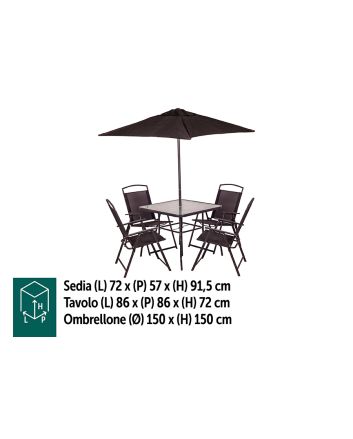 SET 6PZ 4 SEDIE C/TAVOLO E OMBRELLONE NERO