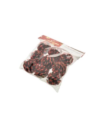 SET 9 PIGNE PER DECORAZIONE ROSSO