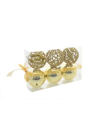 BOX 6 SFERE 10CM LUCIDA/TRAF.GLIT.ORO M7840