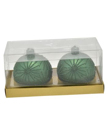 SET 2 CANDELE DEC.SCINT D.6CM M.016 VERDE