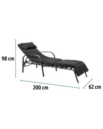 LETTINO LOUNGE C/CUSCINO 200X62X98 M.082 NERO