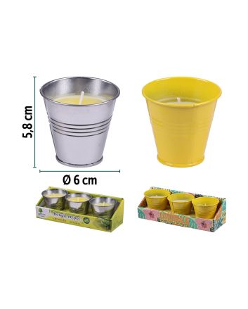 SET 3 VASETTI CITRONELLA 6X6X5.8CM COVERI 2AS