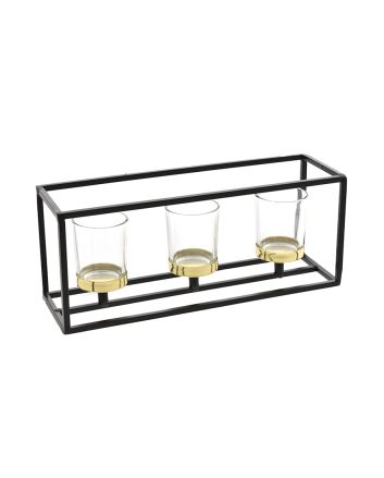 P/CANDELA 3FIA C/VETRO 12CM NER/ORO M.191067C