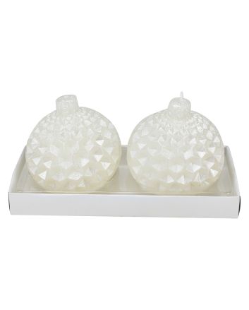 SET 2 CANDELE DEC.N/APE D.7,2CM M.037 BIANCO