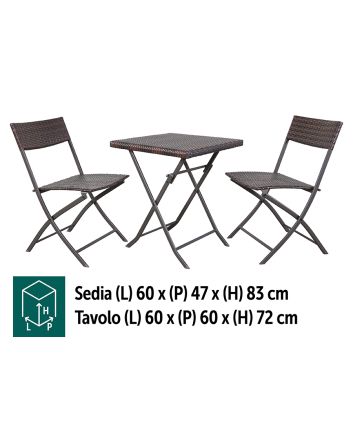 SET 2 SEDIE 60X47 E TAV. 60X72CM PIEG. R/MARR