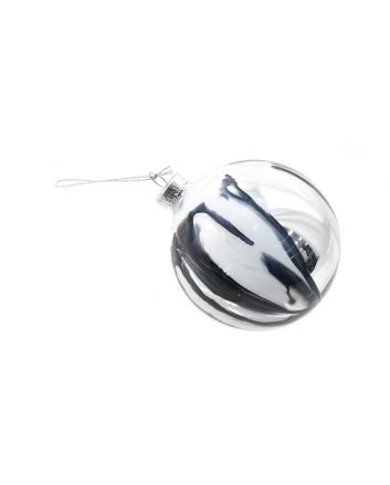 SFERA VETRO 8CM D21 BIANCO/ARGENTO