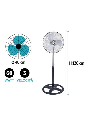 VENT.PIANTANA ACCIAIO 40X130 60W B.TONDA PD48