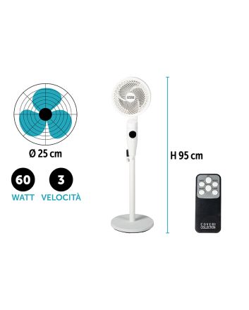 VENTILATORE PIANT.60W DISPL+TIM+TELEC BIANCO