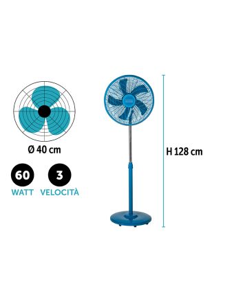 VENTILATORE PIANTANA 40CM 128CM 60W T.OCTANIO
